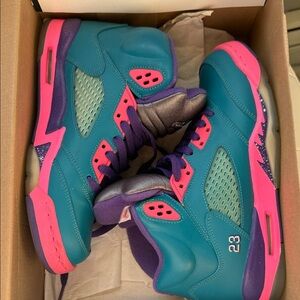 Jordan Kids Vibrant Teal and Pink Sneakers